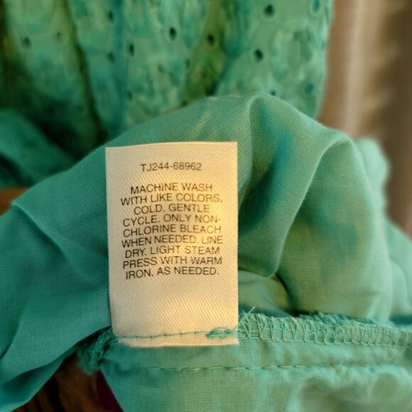 2010 Pendleton Womens Aqua Eyelet Sleeveless Dress Size 10 New Old Stock Tags - Picture 7 of 9